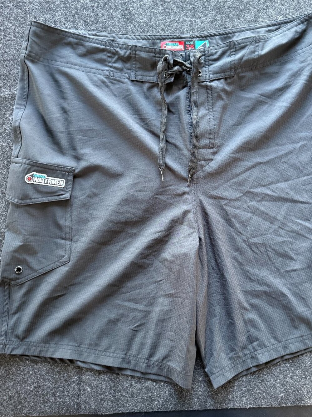 Original Watermen Black Board Shorts Swim Trunks Size 38